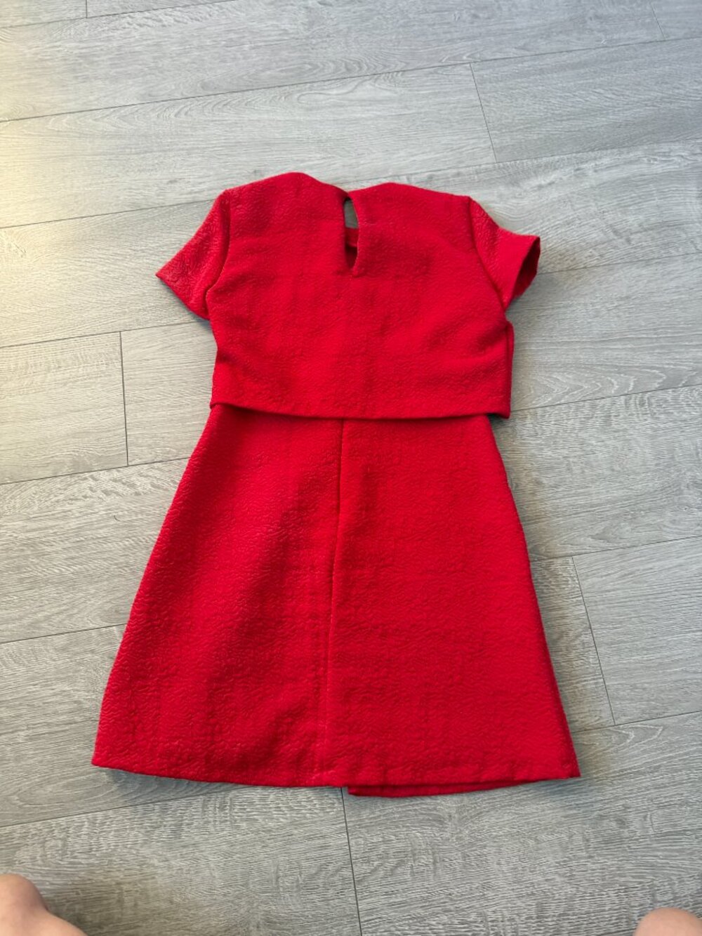 Zara Trafaluc Red Textured Overlay A-Line Dress Size Small - Picture 6 of 10